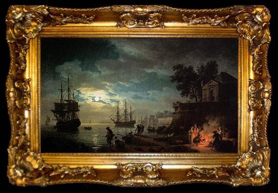 framed  Claude-joseph Vernet Seaport by Moonlight, ta009-2
